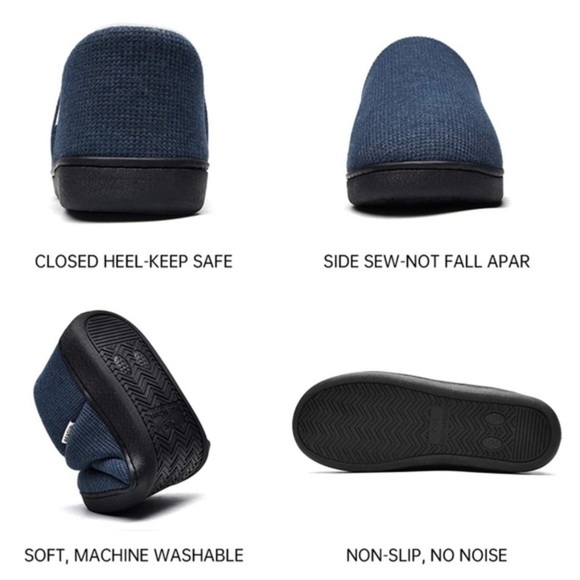New Women’s Memory Foam House Slippers Navy Blue - Picture 5 of 7